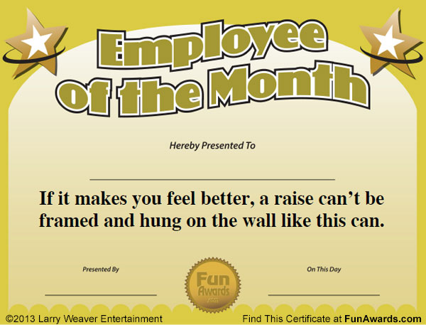 Employee of the Month Certificate