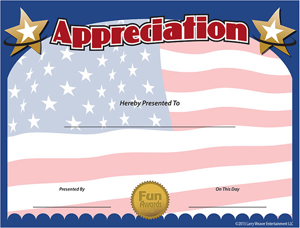 Military Certificate of Appreciation
