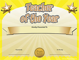Free Teacher of the Year Award Certificate Template