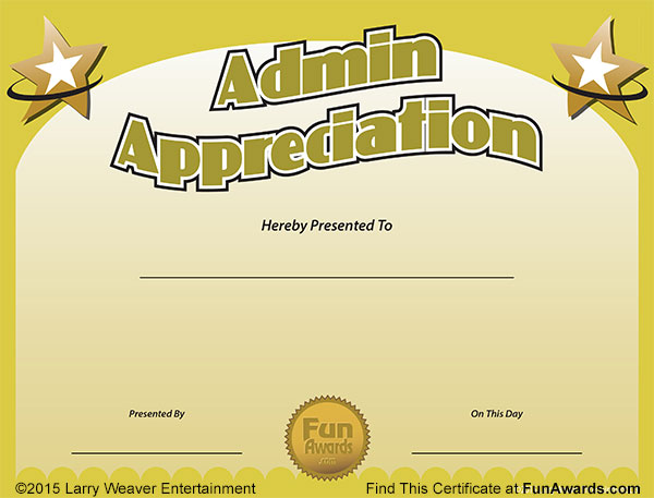 Administrative Assistant Appreciation Certificate