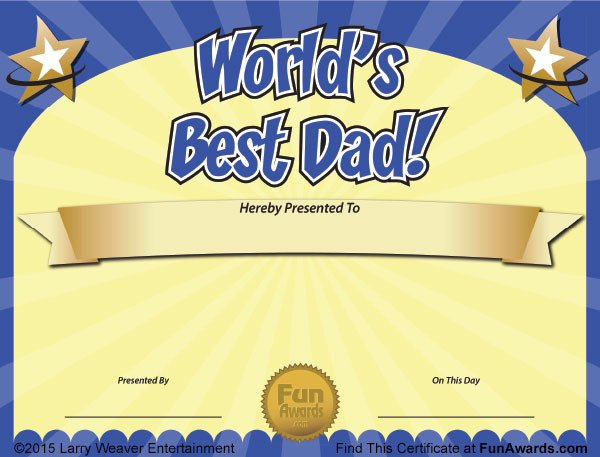 Funny Award Ideas World s Best Dad Award Printable Free Father s Day 